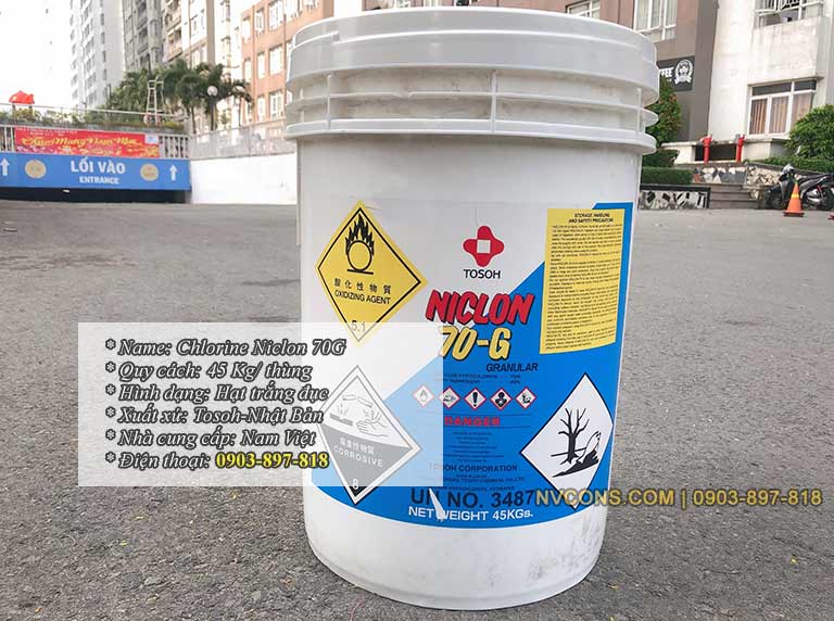 Hóa chất Chlorine Niclon 70G Tosoh Nhật Bản xử lý nước hồ bơi Hóa chất Chlorine Niclon 70G Tosoh Nhật Bản xử lý nước hồ bơi
