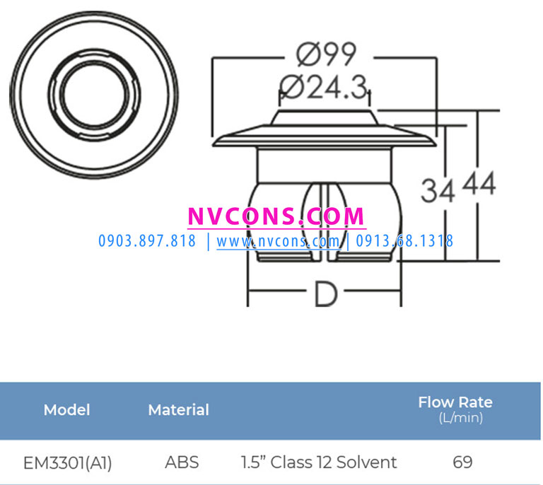 Đầu trả nước Emaux 3301 bao gồm cho cả ống phi 49 và 60 Đầu trả nước Emaux 3301 bao gồm cho cả ống phi 49 và 60