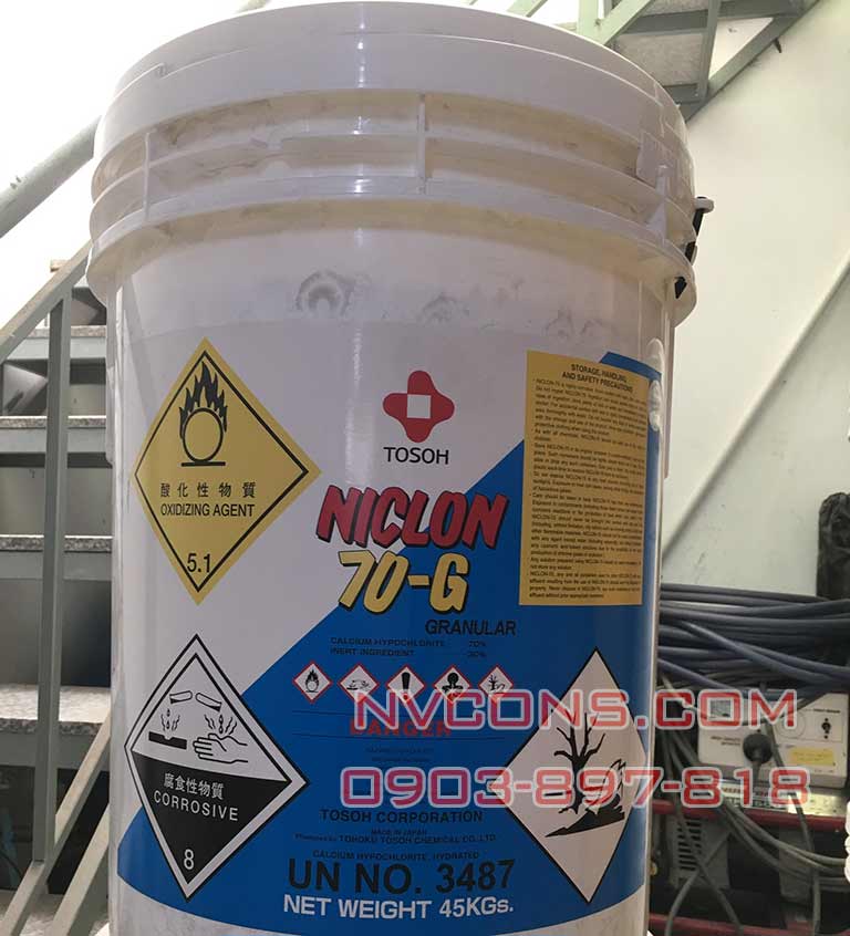 Hóa chất xử lý bể bơi Niclon CLo Nhật Bản 70% Hóa chất xử lý bể bơi Niclon CLo Nhật Bản 70%