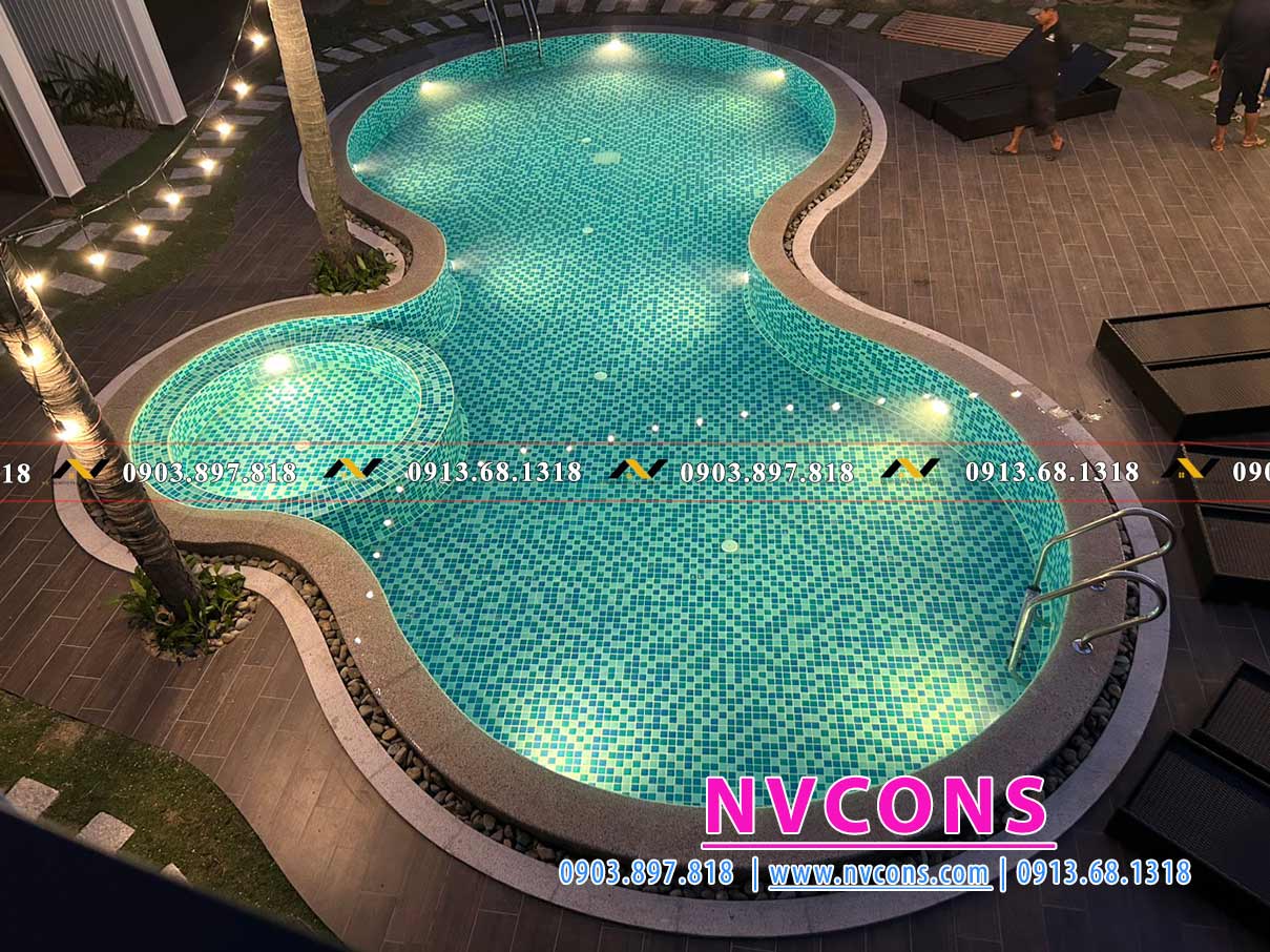 ánh sáng đèn led bể bơi 12W bể bơi resort Mũi Né khi về đêm ánh sáng đèn led bể bơi 12W bể bơi resort Mũi Né khi về đêm