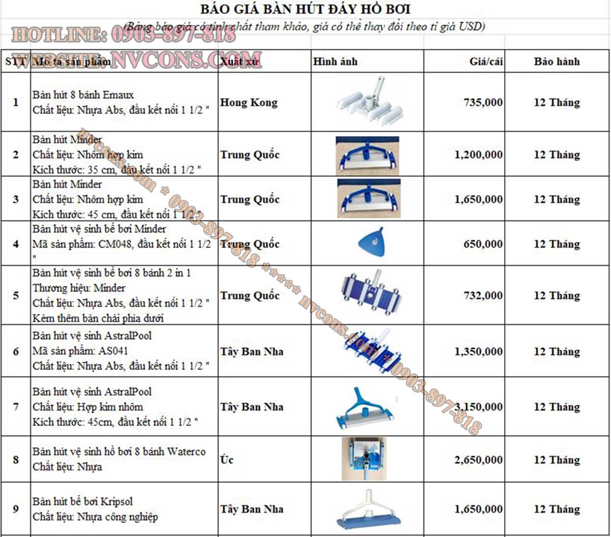 báo giá bàn hút đáy hồ bơi bể bơi báo giá bàn hút đáy hồ bơi bể bơi
