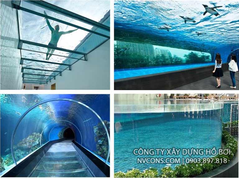 Bể bơi sử dụng vách acrylic Bể bơi sử dụng vách acrylic