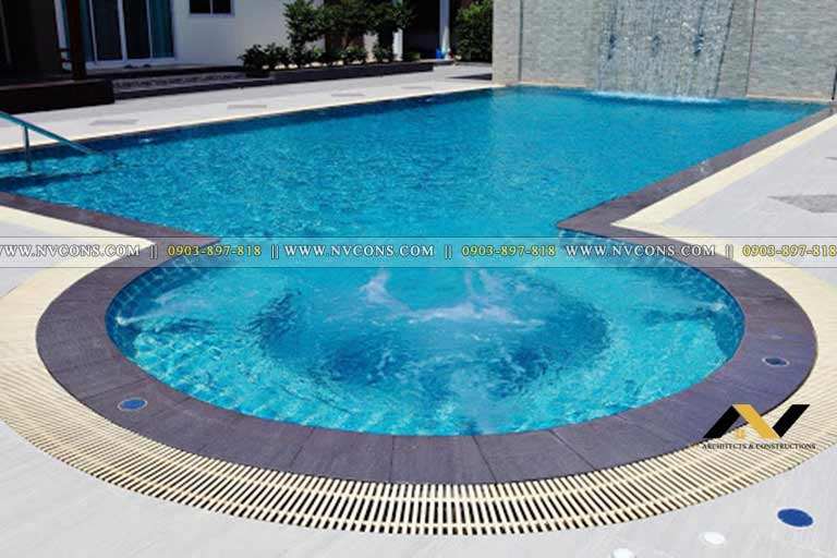 Bể sục jacuzzi kết hợp hồ bơi Bể sục jacuzzi kết hợp hồ bơi