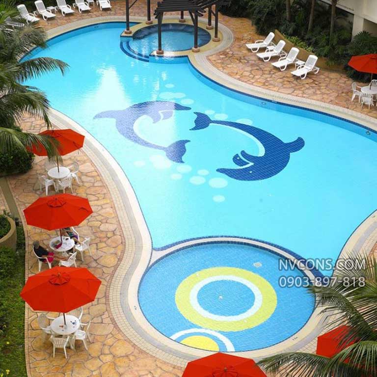 Gach mosaic ho boi dep an tuong Gach mosaic ho boi dep an tuong