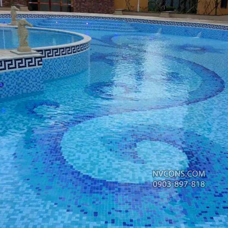 Gạch mosaic hồ bơi họa tiết Hy Lạp Gạch mosaic hồ bơi họa tiết Hy Lạp