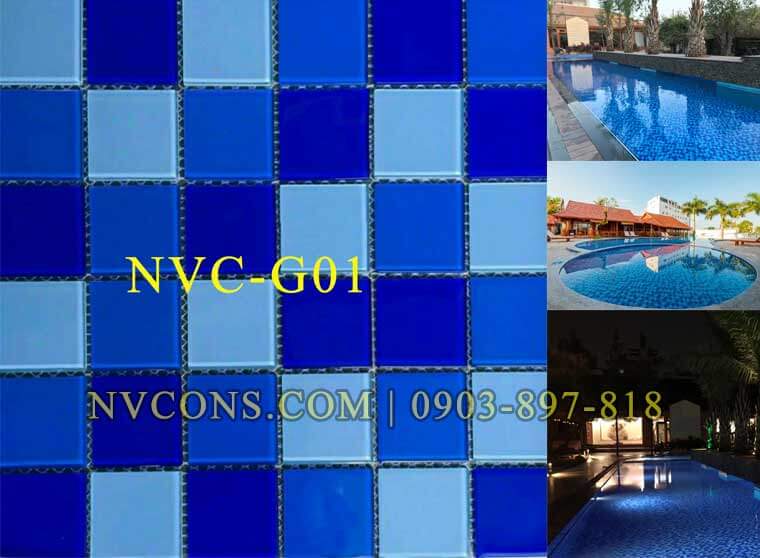 Gạch mosaic NVC-G01 48051 chất liệu thủy tinh