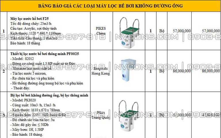 Giá máy lọc hồ bơi không đường ống là bao nhiêu? Giá máy lọc hồ bơi không đường ống là bao nhiêu?