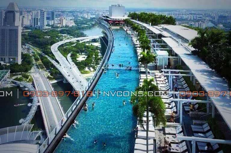 Hồ bơi sân thượng Marina Bay Sands tại Singapore Hồ bơi sân thượng Marina Bay Sands tại Singapore