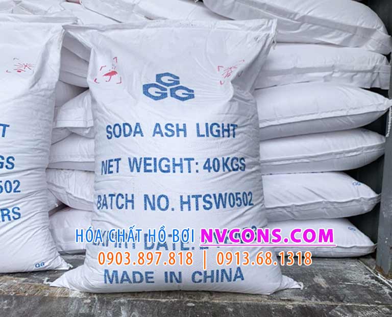 Hóa chất bể bơi Soda ash light Trung Quốc Hóa chất bể bơi Soda ash light Trung Quốc