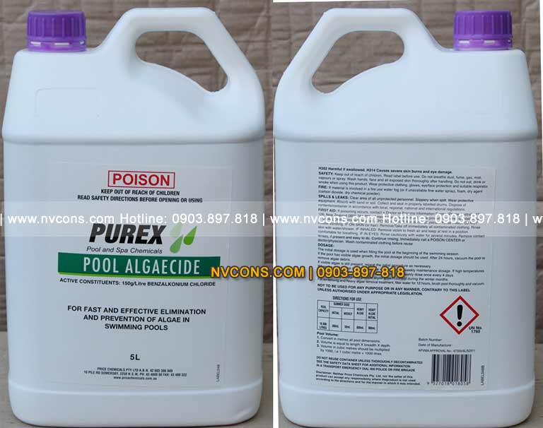 Nhà phân phối hóa chất diệt rêu hồ bơi Purex Nhà phân phối hóa chất diệt rêu hồ bơi Purex