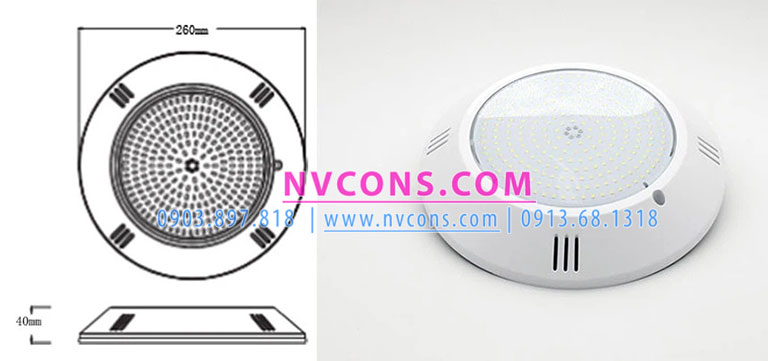 Kích thước đèn bể bơi HL260 18W được đánh giá mỏng hài hòa Kích thước đèn bể bơi HL260 18W được đánh giá mỏng hài hòa