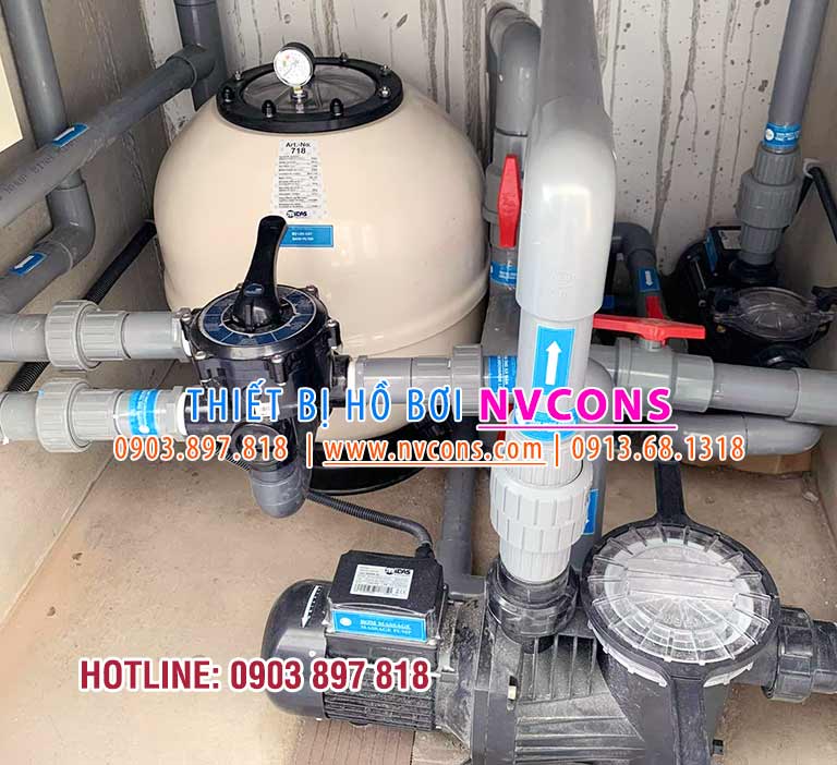 Máy bơm Midas công suất 1Hp lắp đặt hệ thống lọc tuần hoàn bể bơi gia đình