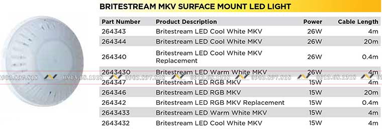 Những mẫu đèn Đèn âm nước bể bơi Waterco Britestream Những mẫu đèn Đèn âm nước bể bơi Waterco Britestream
