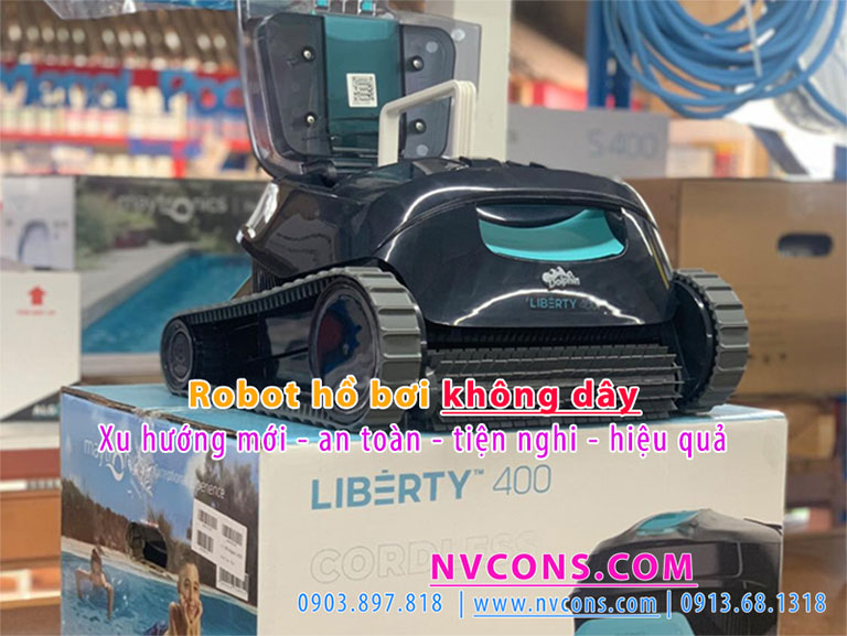 Robot hồ bơi không dây phát triển bơi Dolphin Maytronics Robot hồ bơi không dây phát triển bơi Dolphin Maytronics