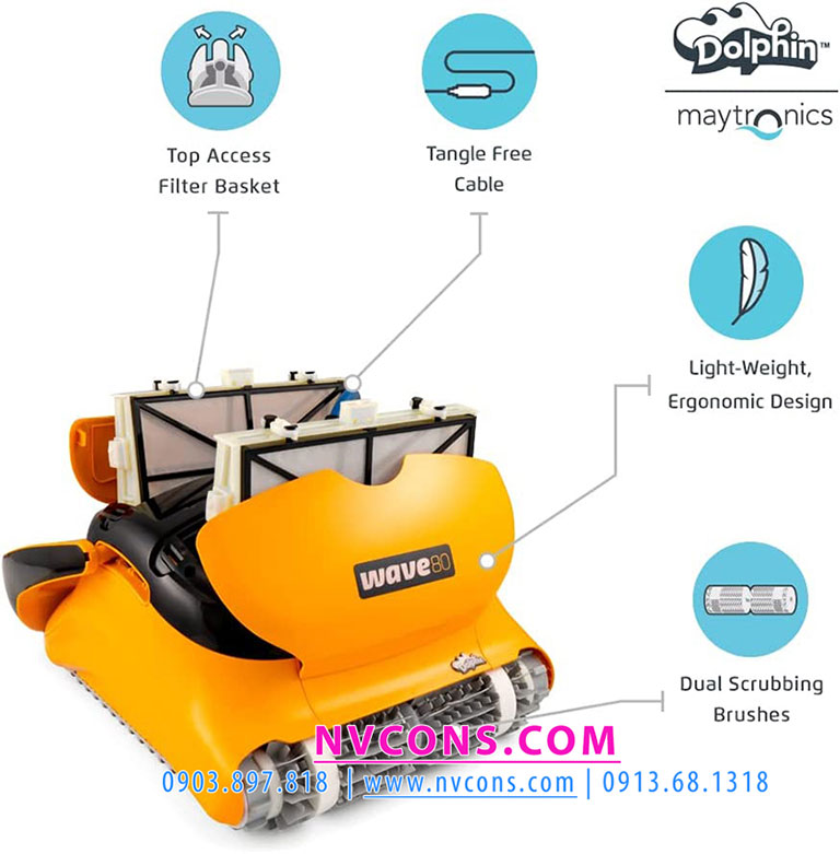 Robot hút đáy hồ bơi Dolphin wave 80 Robot hút đáy hồ bơi Dolphin wave 80