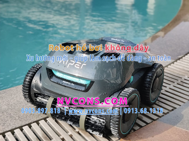Robot vệ sinh hồ bơi không dây xu hướng mới an toàn tiện nghi Robot vệ sinh hồ bơi không dây xu hướng mới an toàn tiện nghi