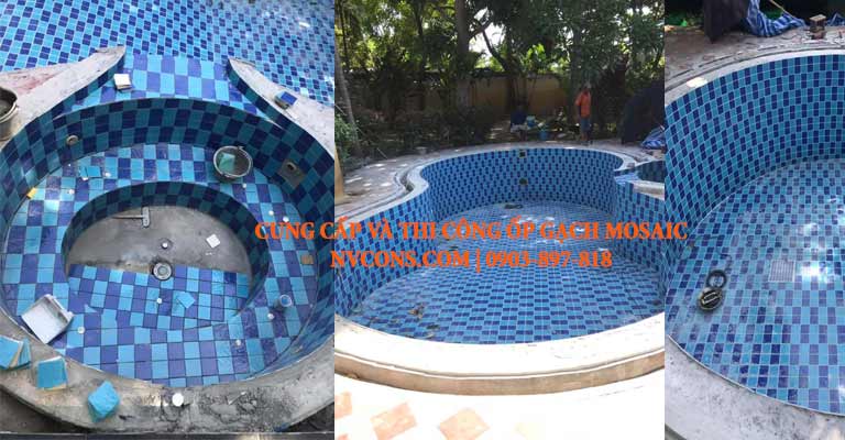 Biện pháp thi công ốp gạch mosaic bể bơi