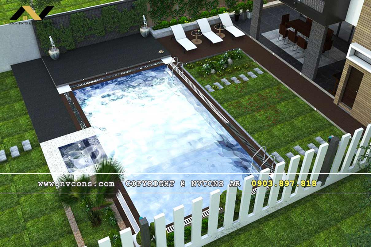 Thiết kế phối cảnh hồ bơi mini gia đình Tây Ninh Thiết kế phối cảnh hồ bơi mini gia đình Tây Ninh