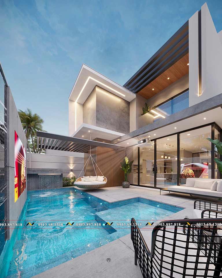 Thiết kế hồ bơi gia đình sử dụng đá sọc dưa trang trí Thiết kế hồ bơi gia đình sử dụng đá sọc dưa trang trí