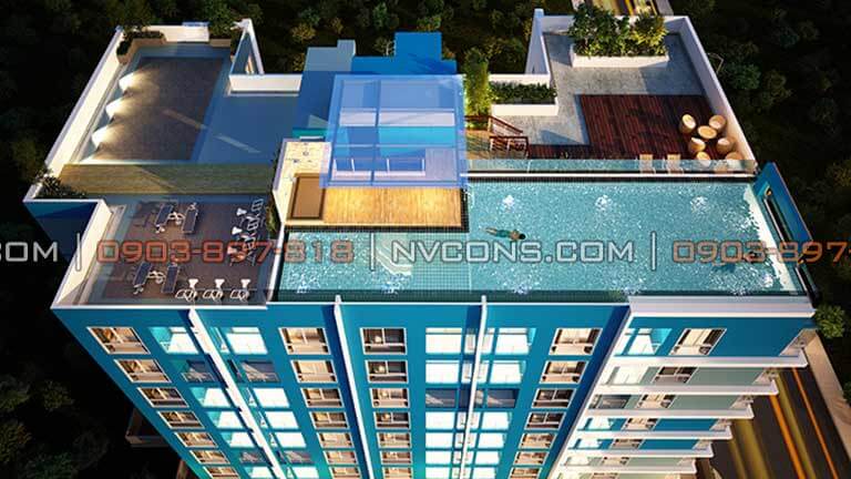 Thiết kế xây hồ bơi trên sân thượng