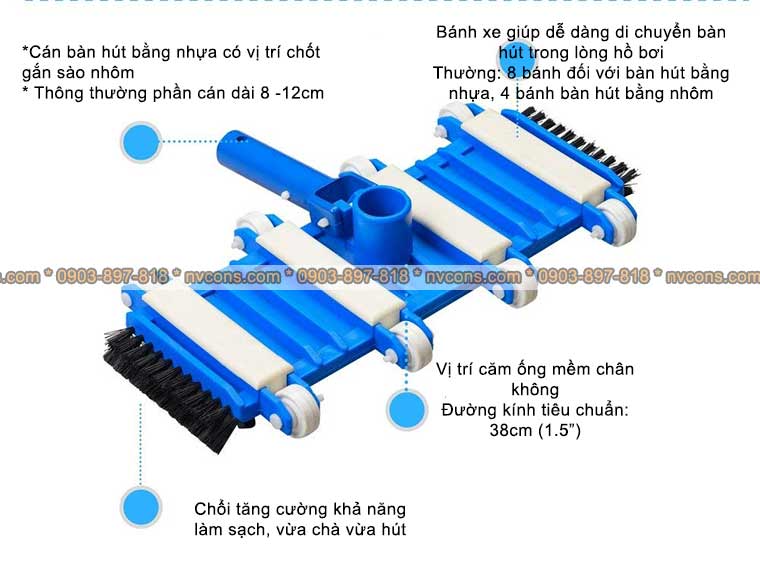 thông tin chi tiết bàn hút đáy hồ bơi thông tin chi tiết bàn hút đáy hồ bơi, bàn hút rùa bể bơi, bàn hut chan khong